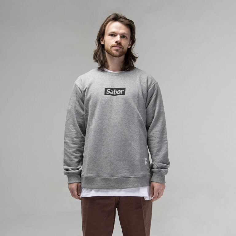 BUZO CREWNECK LOGO BOX GRIS MELANGE