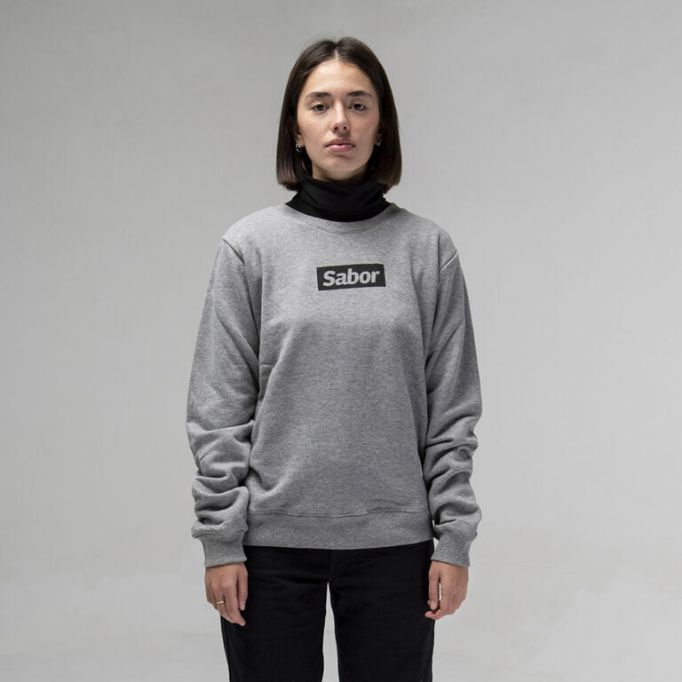BUZO CREWNECK LOGO BOX GRIS MELANGE