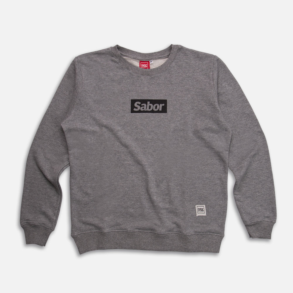 BUZO CREWNECK LOGO BOX GRIS MELANGE