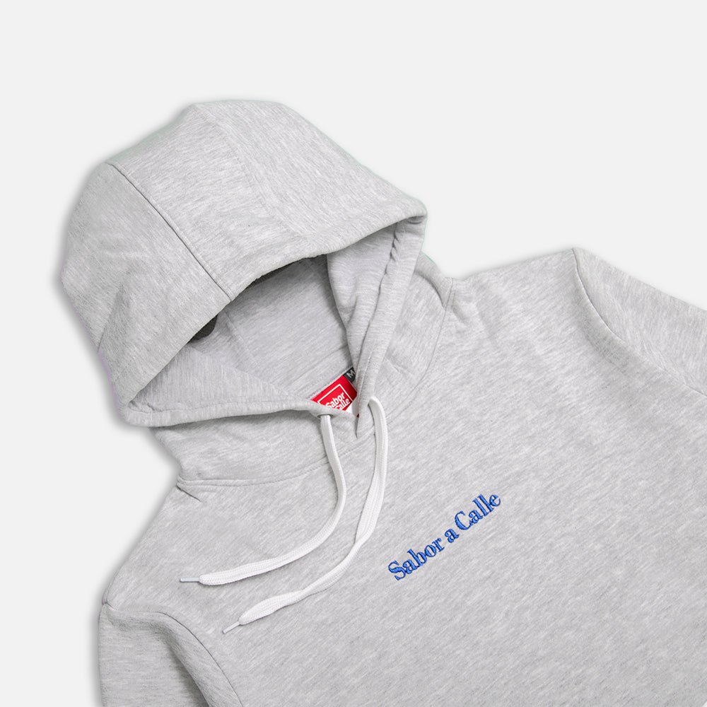 BUZO HOODIE SERIF LOGO - GRIS MELANGE