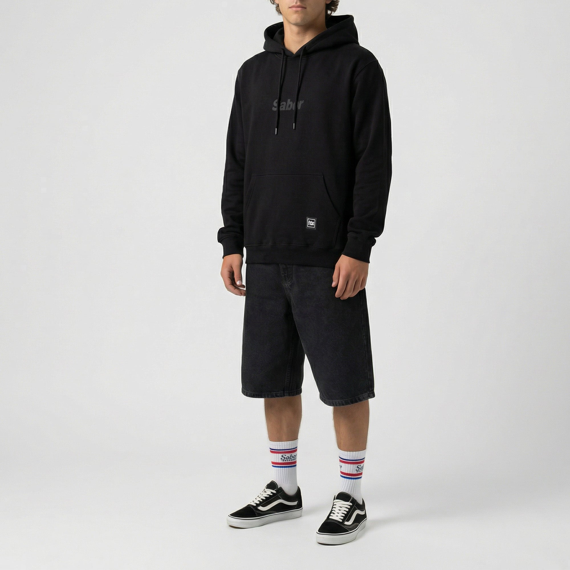 BUZO HOODIE SCRIPT LOGO SABOR - NEGRO