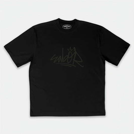 REMERA OVERSIZE TAG -  NEGRA