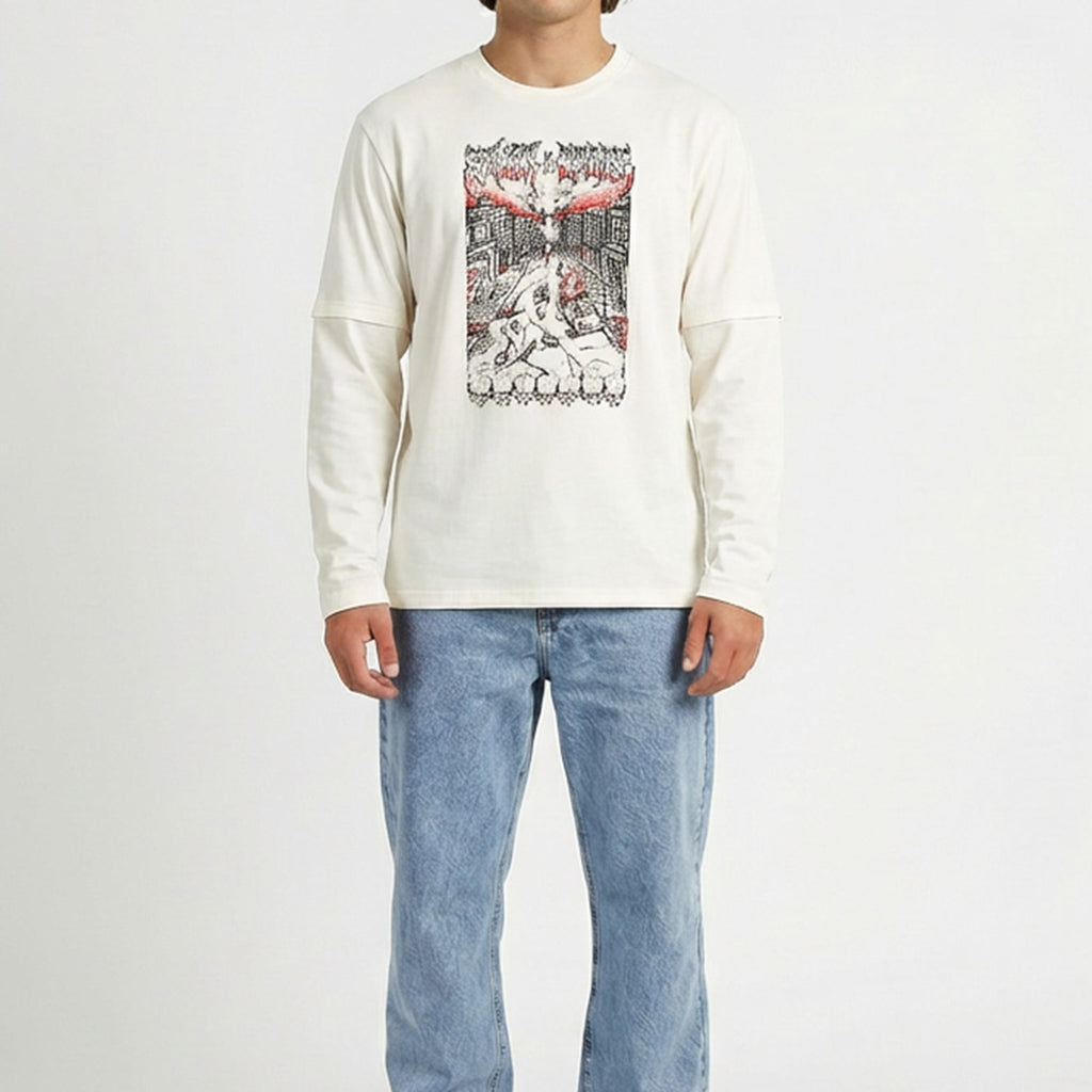 REMERA MANGA LARGA HARDCORE -  OFFWHITE